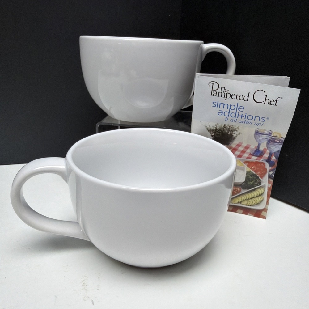 Set of 2 Pampered Chef Simple Additions Oversized Cups #1976 White New Open Box
